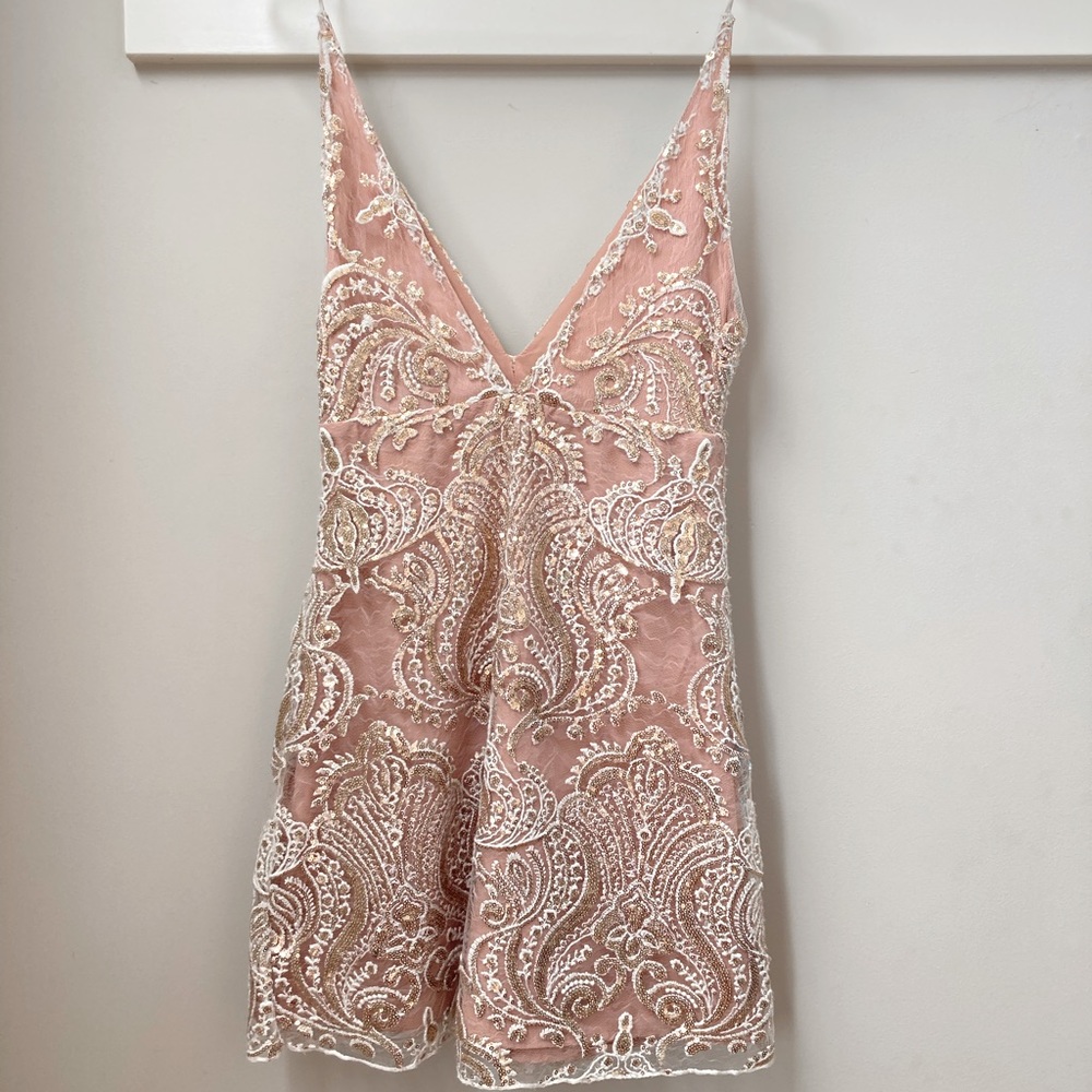 FREE PEOPLE Night Shimmers dress in gold/neutral